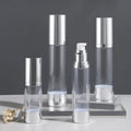 Free Sample Silver Airless Pump Bottle 15ml 30ml 50ml 100ml Skincare Lotion Oils Plastic Serum Tubes Cosmetic Packaging