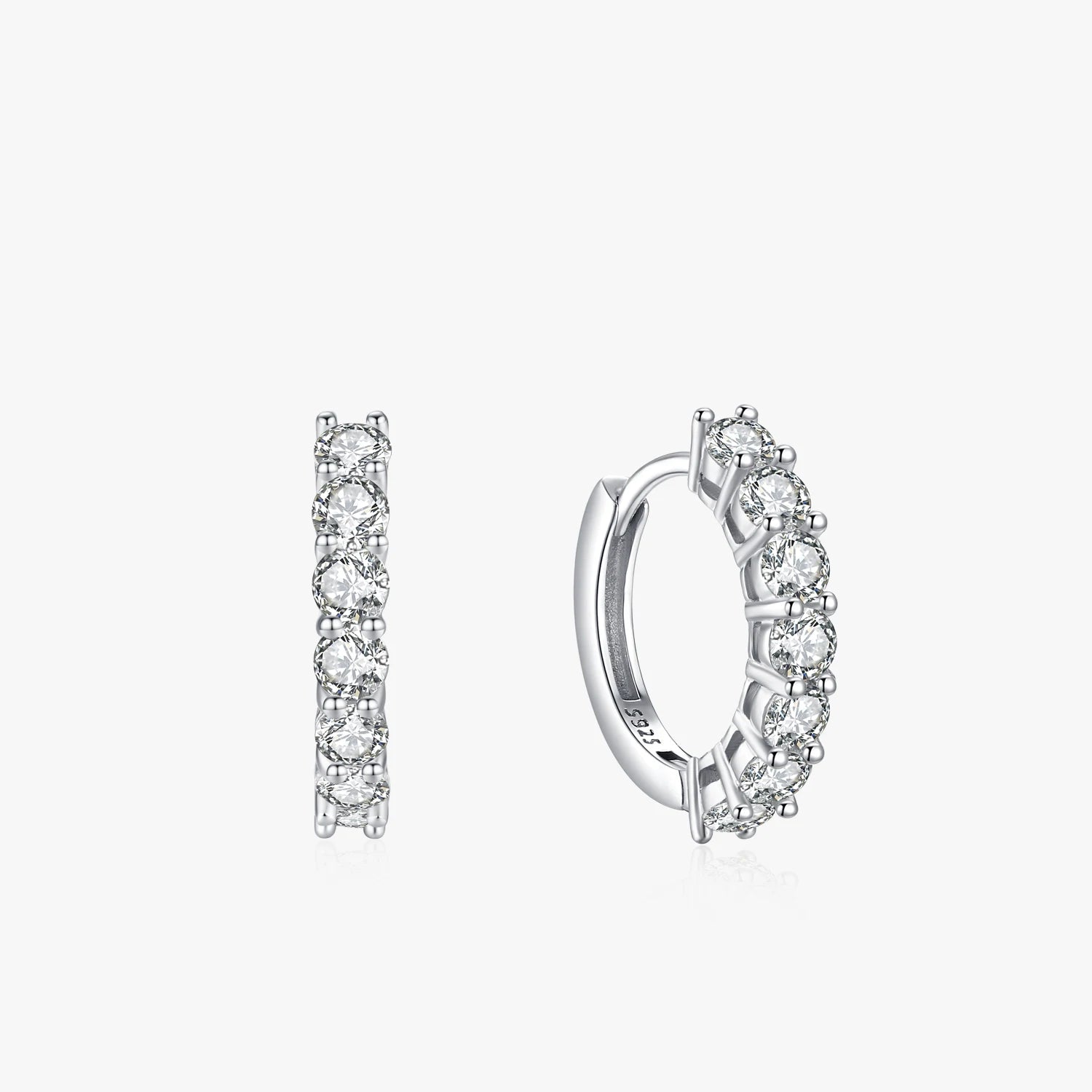 Ailmay 925 Sterling Silver Elegant Round Sparkling CZ Ear Buckles for Women Charm Hoop Earrings Luxury Wedding Fine Jewelry Gift
