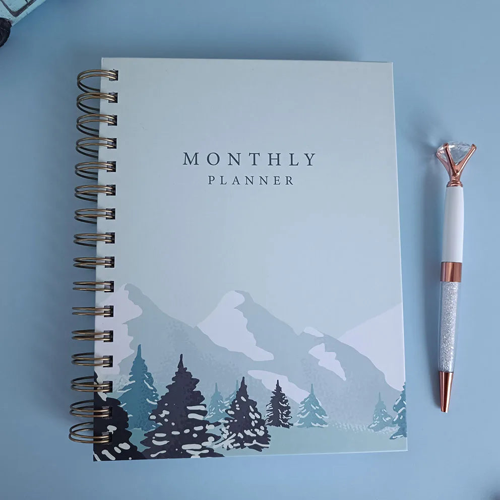 Ready to Ship Factory Stock Monthly Planner Hard Cover Luxury Gift Journal Set Kit Spiral Diary A5 Notebook