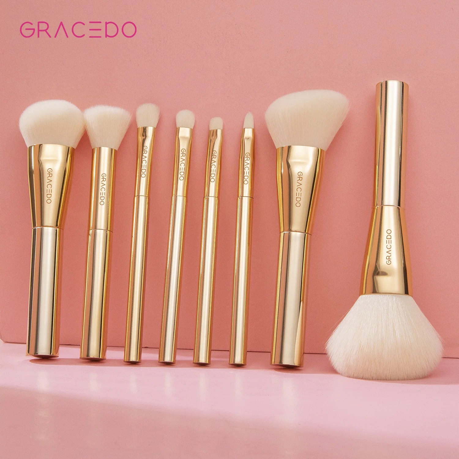 Gracedo RTS 8pcs Gold Makeup Brush Private China Wholesale Mini Travel Portable Soft  Luxury Makeup Brush Set Vegan