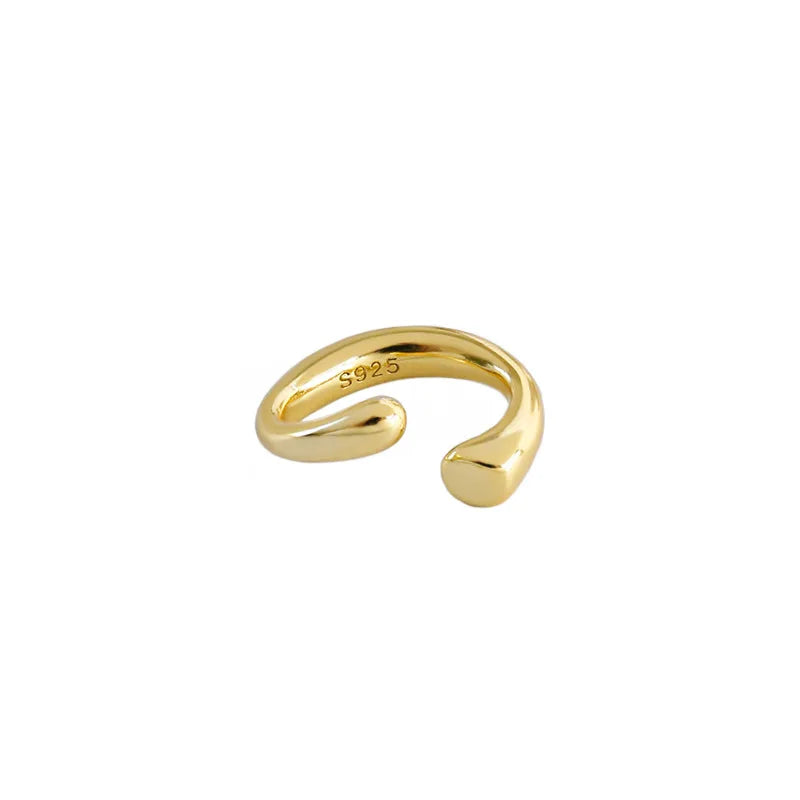 BSH1108 925 Sterling Silver Earrings Cuff 18K Gold Plated Wave No Hole Earring Ring Jewelry for Women