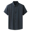 2023 Casual Short Sleeve Shirt Fat Brother Summer Thin Style Gradient Striped Shirt Men's Wear
