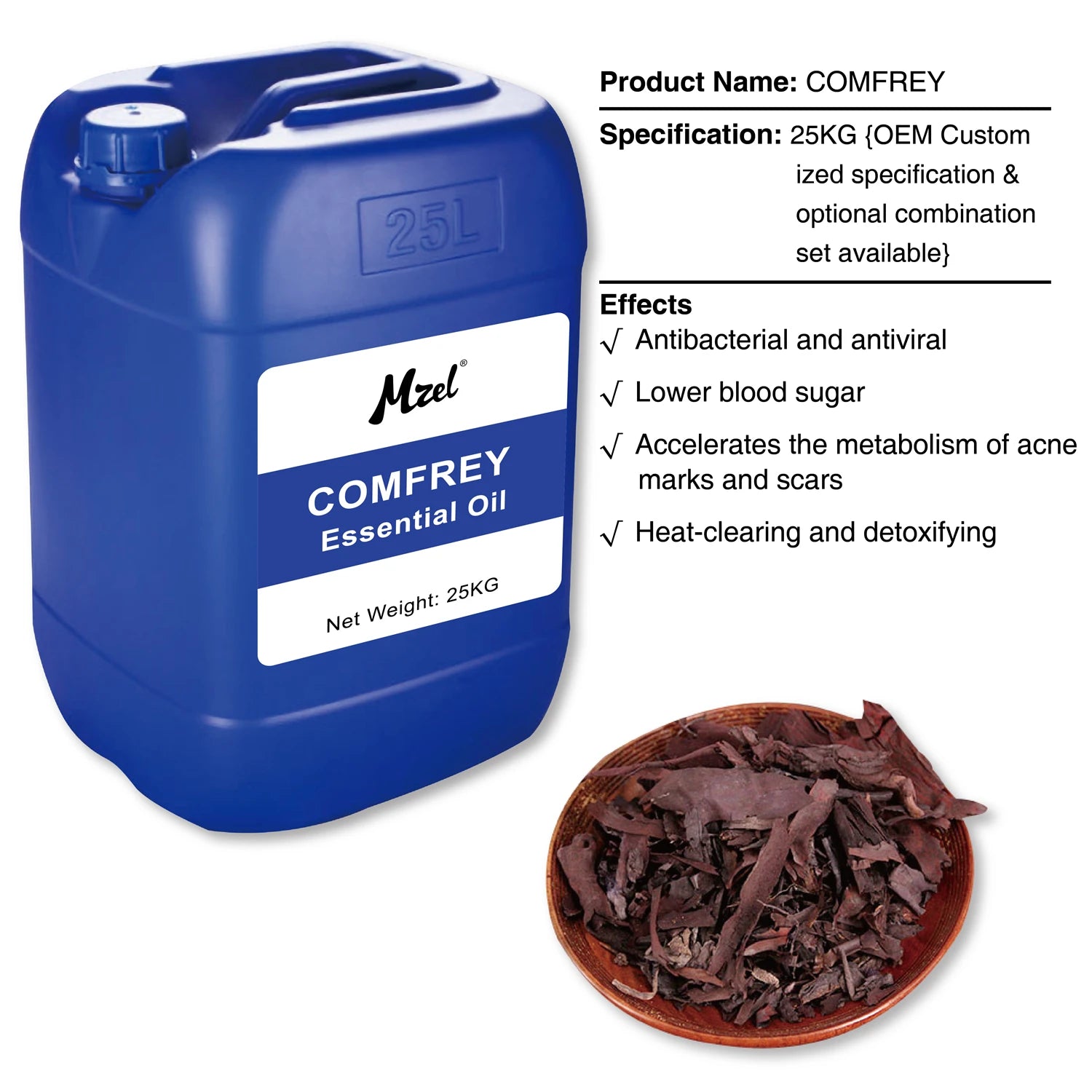 Mzel Wholesale Organic Comfrey Oil High Pure Natural Comfrey Essential Oil for Skin Hair Body