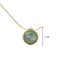 Heizun Original Green Agate Cameo Engraved Stone Fairy Rose Flower Pendant Vintage Classic S925 Sterling Silver Necklace