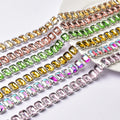 14mm Width Glass Rectangle Decorative Rhinestone Cup Chain Fancy Crystal Metal Trim Sew on Clothing Belt Diy Jewelry Accessories