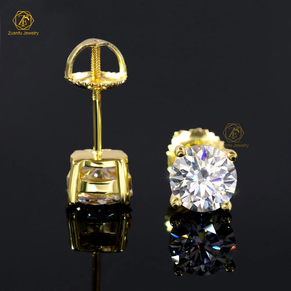 Hot Selling 5mm 6.5mm 8mm 925 Silver D VVS Moissanite Earrings Fine Jewelry for Men and Women