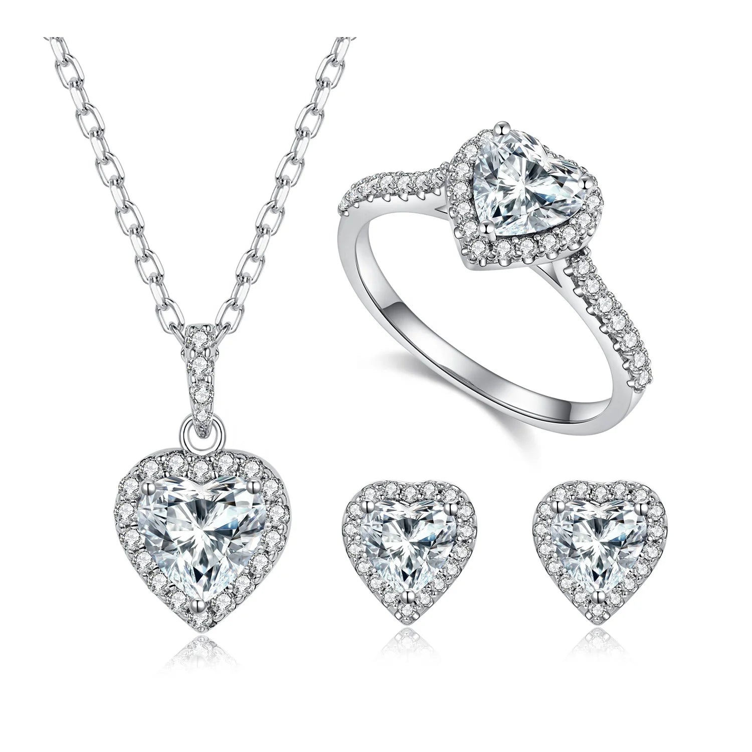 HL02 Abiding Jewelry Set Wholesale Heart Cut Moissanite Diamond 925 Sterling Silver Real Moissanite Jewellery Set