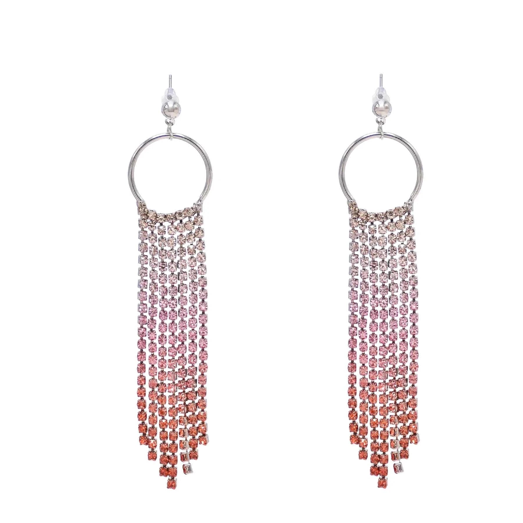 Fashion Colorful Alloy Rhinestone Dangle Earrings for Women Party Dance Hoop Earrings Jewelry