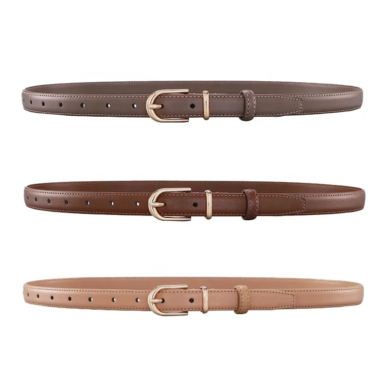 Women's Belt Pin Buckle Female Pure Cowhide Culottes Belt Stock Wholesale Genuine Leather Belt Ladies
