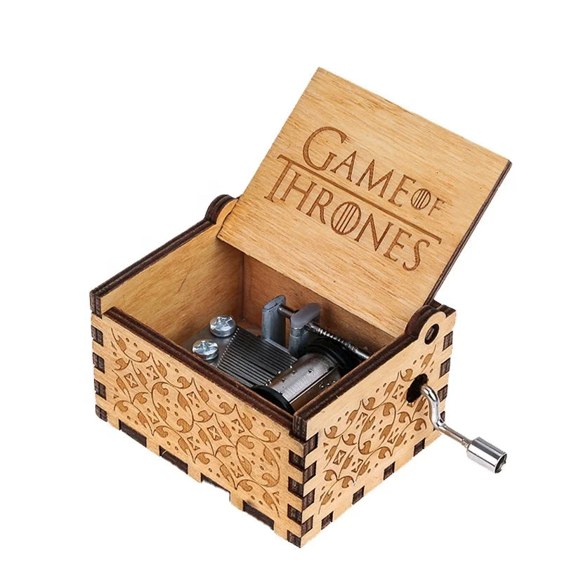 Wooden Music Box Hand Crank Vintage Decorative Musical Box for Home Decoration and Gift Giving