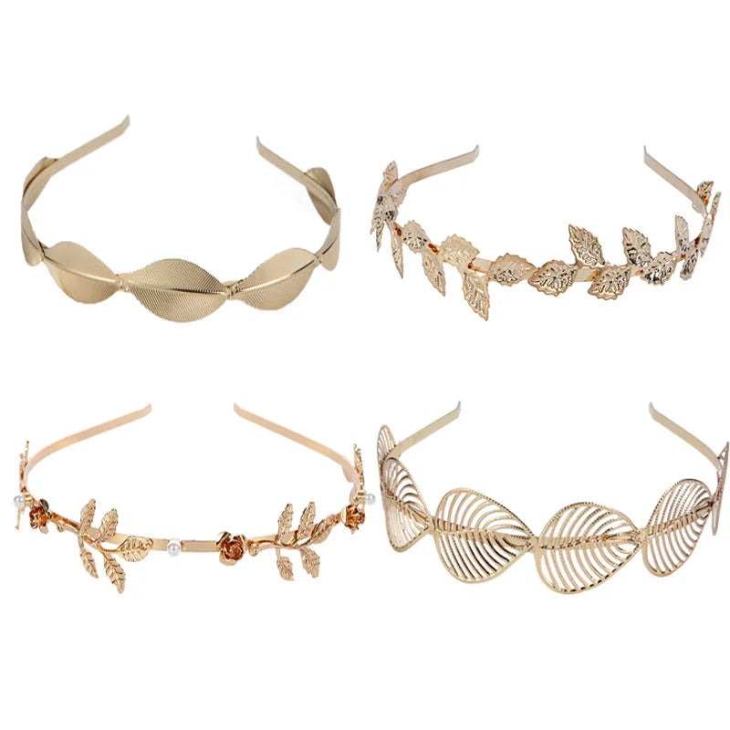 Fashion Baroque Gold Leaf Metal Headband Bride Hair Hoop Female Headdress Hair Accessories