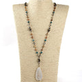 Fashion Delicate Link Chain Jewelry Natural Stone Crystal Glass Beads Necklace Drop Pendant Necklace