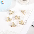QIYUE Gold Color Metal Hair Claw Opals Rhinestone Flower Butterfly Hair Claw Clip