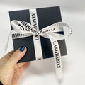 Wholesale Custom Logo 1 Inch Black Polyester Ribbon Gold Foil Grosgrain Printed Ribbon for Gift Packaging