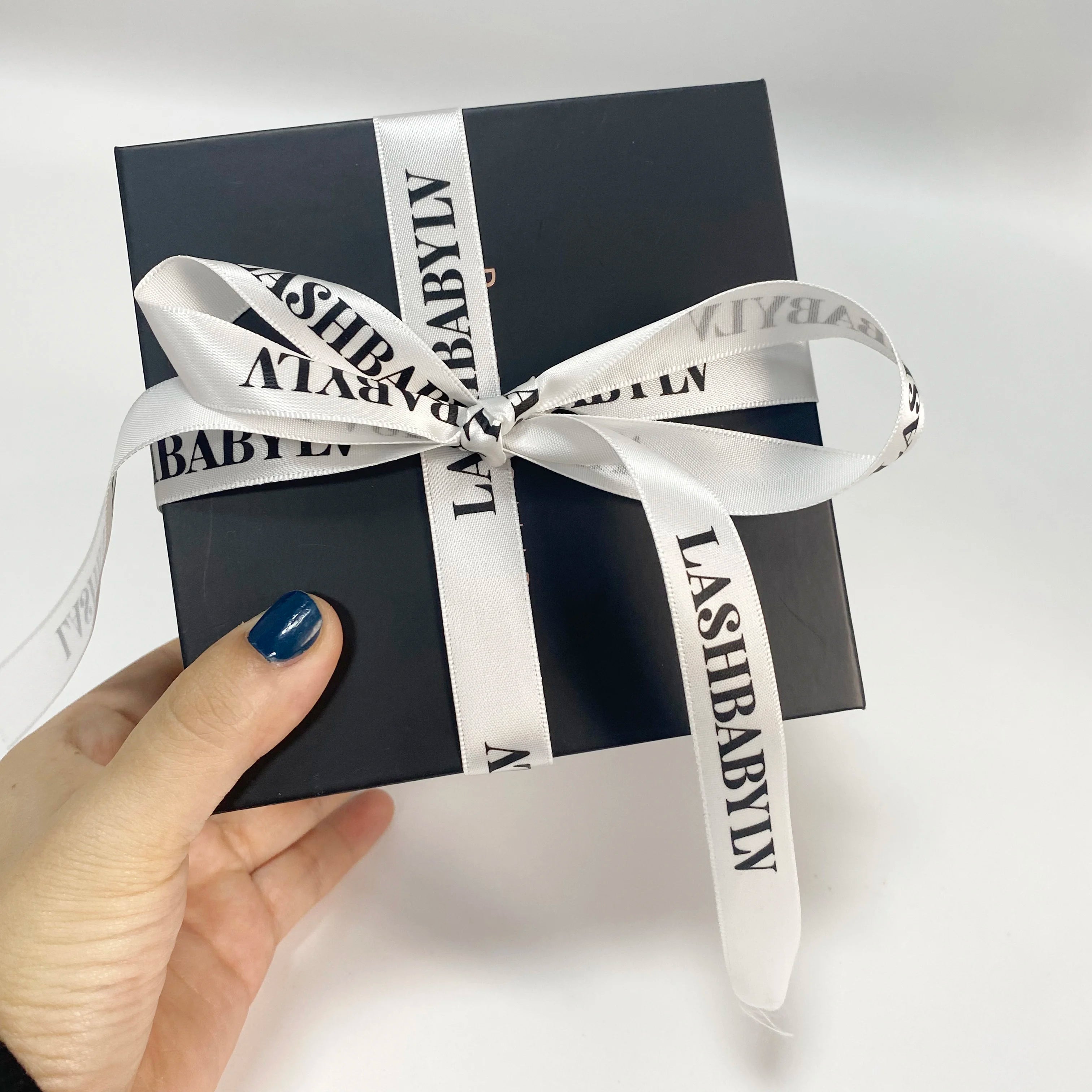 Wholesale Custom Logo 1 Inch Black Polyester Ribbon Gold Foil Grosgrain Printed Ribbon for Gift Packaging