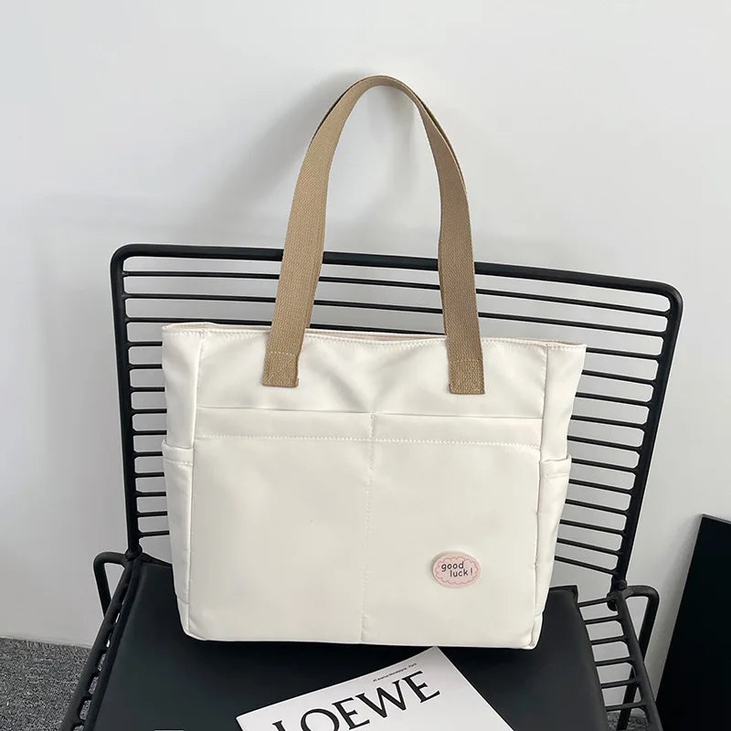 Simple Pocket Large Capacity Women's Shoulder Bags College Style Portable Ladies Tote Bag Classic Female Travel Handbags
