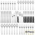 Wholesale 48pcs / 72pcs Restaurant Besteck Set Stainless Steel Silverware Luxury Fork Spoon Knife Silver Flatware Cutlery Set