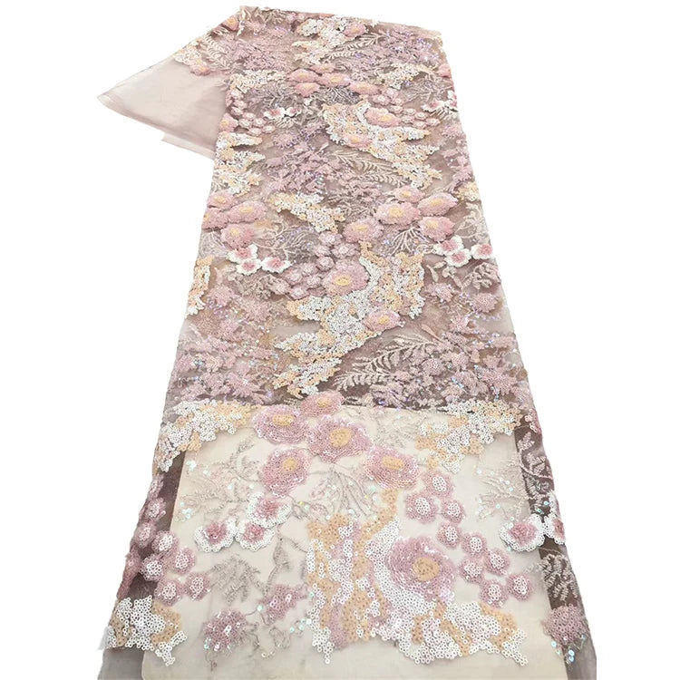 French Tulle Sequins Lace Material Multicolor African Sequin Embroidered Lace Fabric