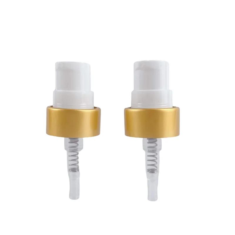 20-400 20mm Matte Gold Color Treatment Pump with Silver Aluminum for Serum and Scream Cosmetic Packaging