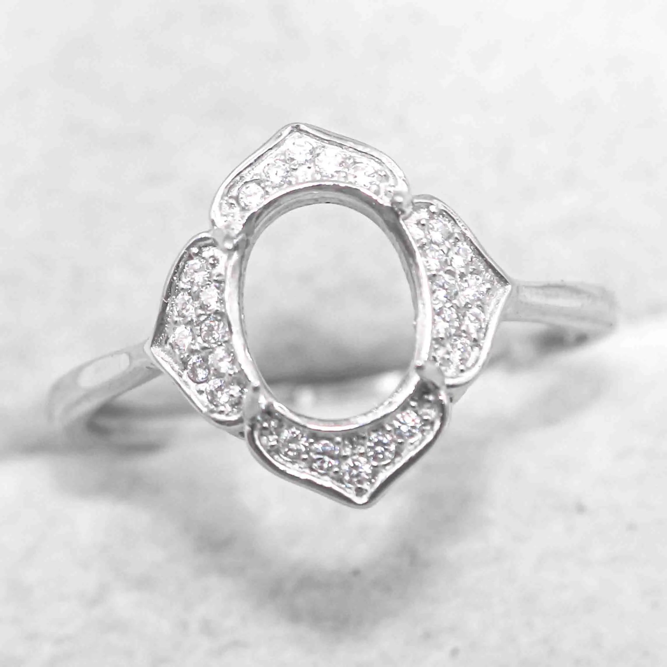 Sterling Silver 7*9mm Semi Mount Ring Empty Frame Blank Support Claw Setting S925 Base Holder Without Center Stone for DIY Inlay