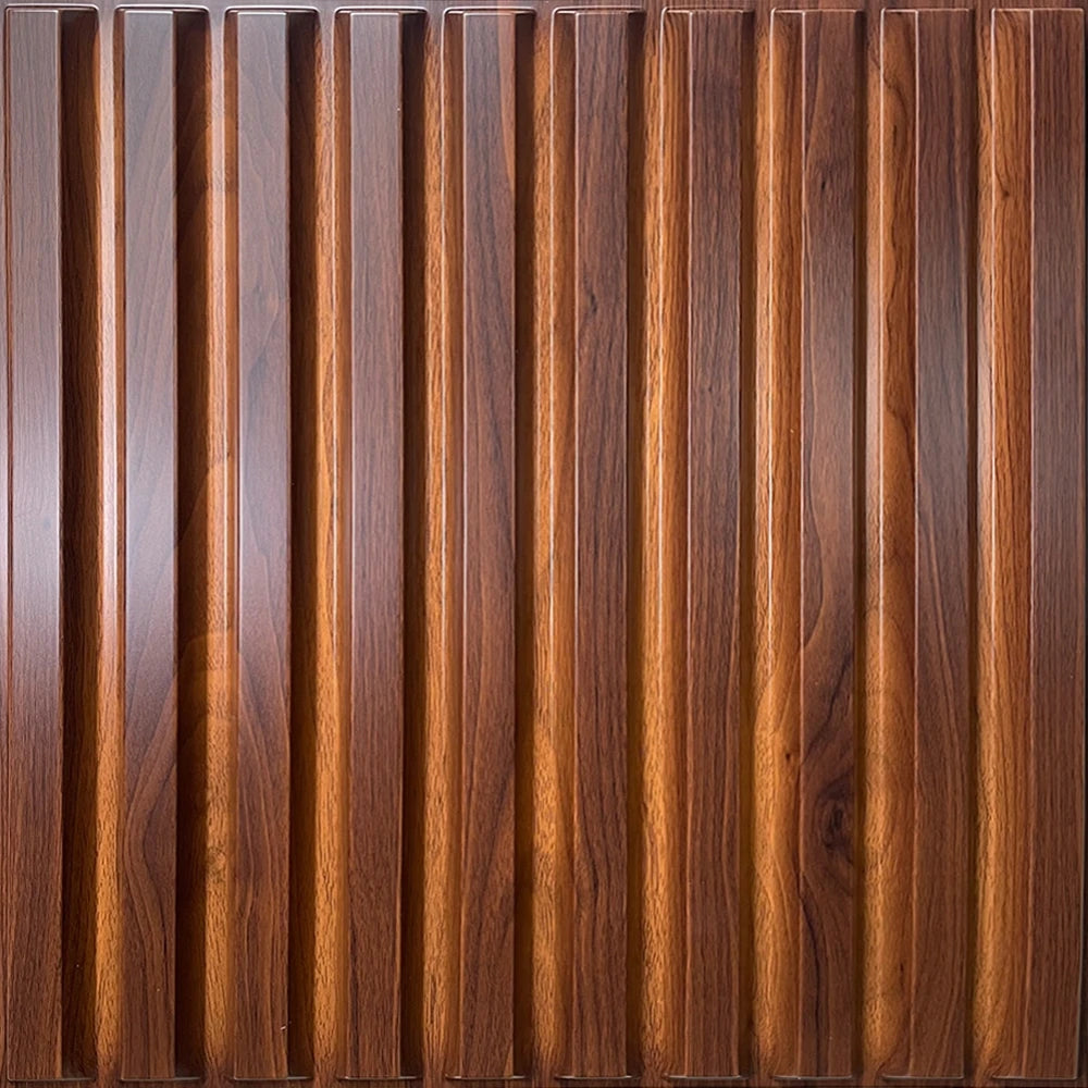 UDK PVC Teak Wood Color Wall Board Panel Striped Cladding Fence Wall Panel Planks for Ceiling Wall Decor