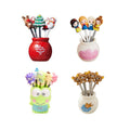 Wholesale Cartoon Kids Mini Fruit Food Picks Bento Silicone Stainless Steel Fork With Ceramic Base