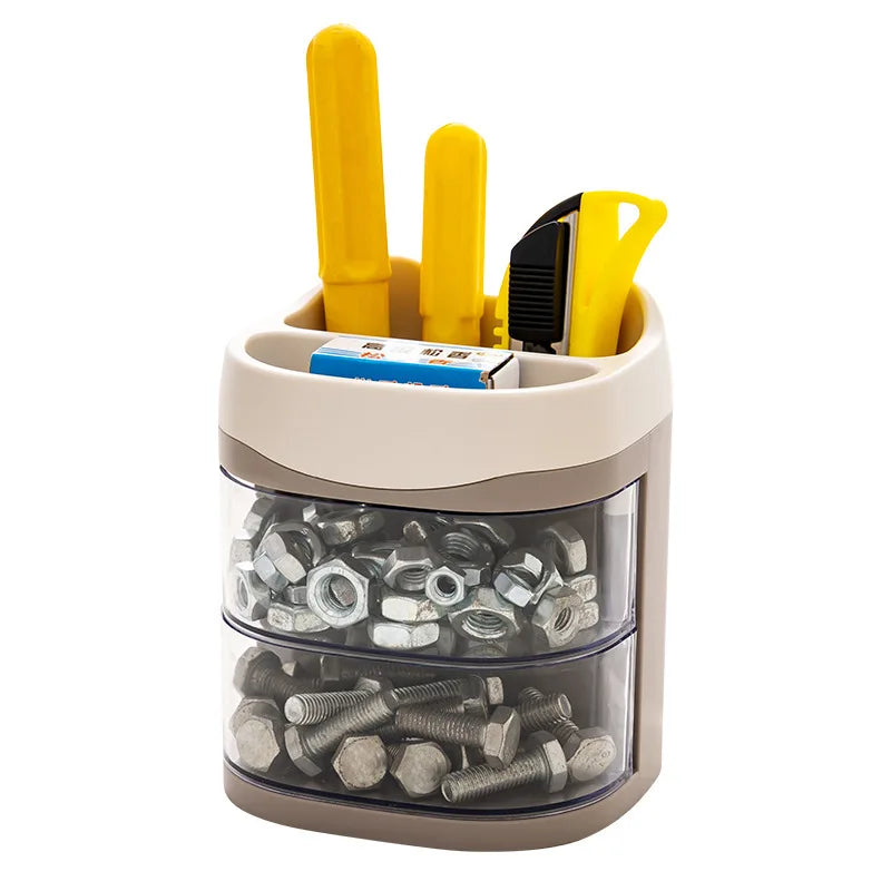 Toolbox Multi-functional Household Hardware Small Screws Small Tools Rotating Storage Box Organizer Box