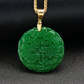 Trendy Fashion Fine Jewelry Natural Green Sace Chinese Dragon Myanmar Transparent Jade Necklace for Women Mentone Pendant Neckl