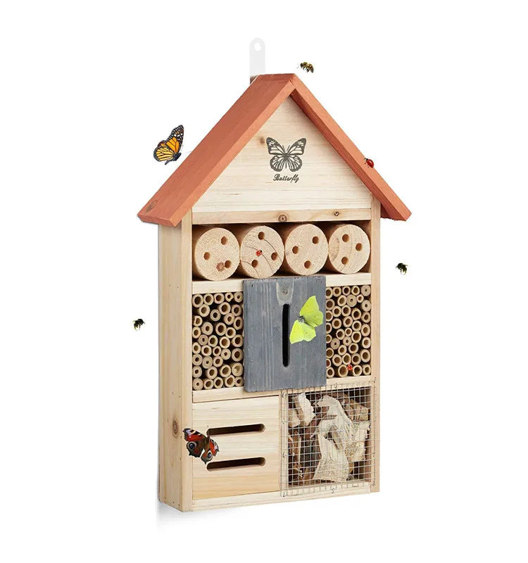 Wholesale Customizable Eco-Friendly Painted Cedar Wood Bird Cage Wall-Mounted Nest Bird House Bee Box Butterfly Holiday