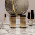 Contemporary Modern Freestanding Bathroom Washstand with Gold Stainless Steel Frame Natural Marquina Black Marble Washbasin Sink