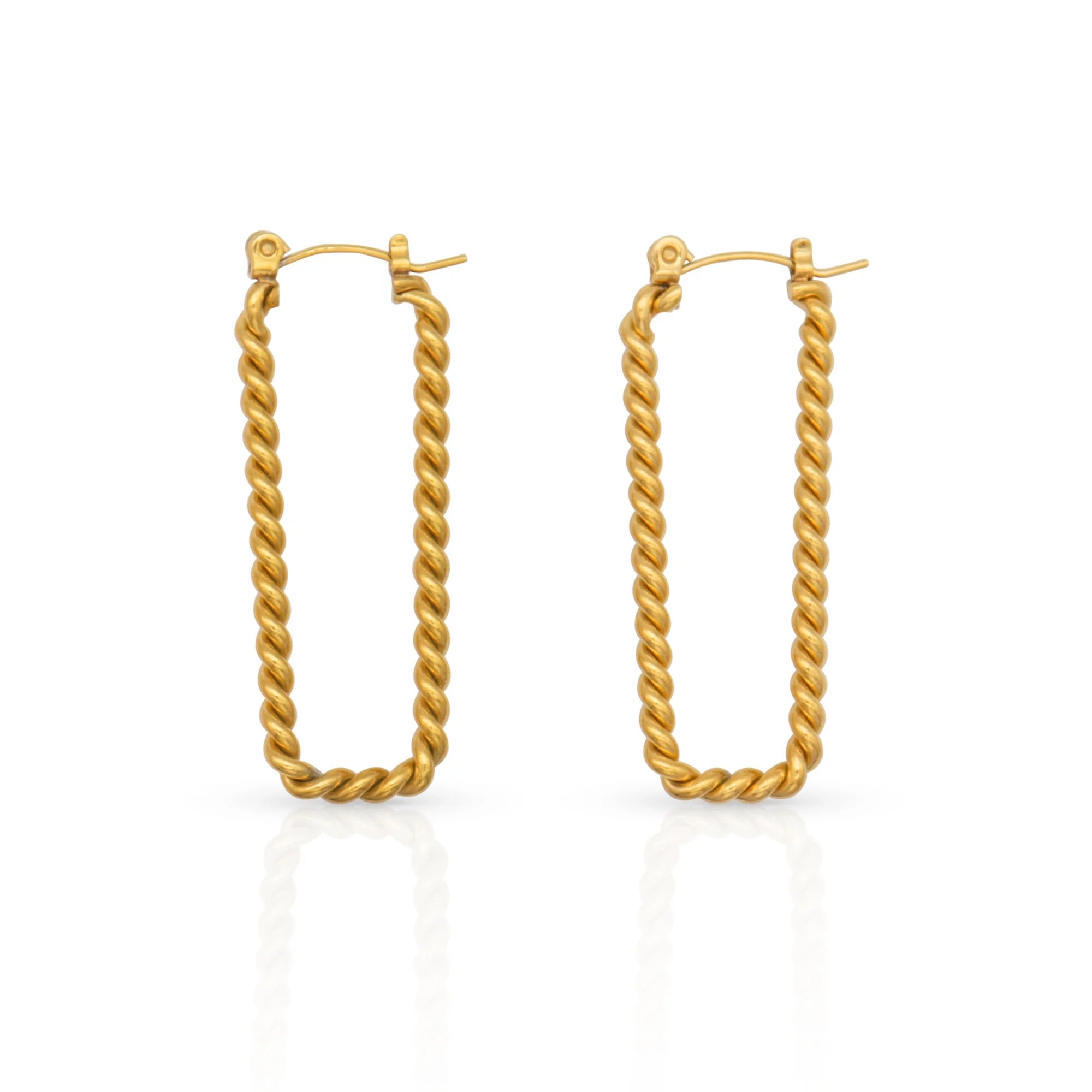 Chris April in Stock Fashion Jewelry 316L Stainless Steel PVD Gold Plated Western Style Hoop Earrings