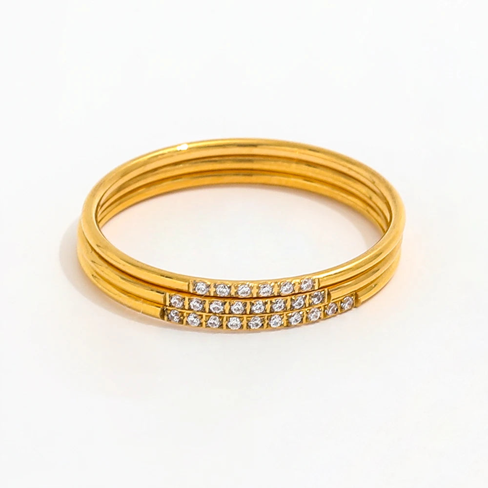Fenny 18K Gold Plated Elegant Versatile Micro Diamond Pave Ring Non Tarnish&No Fade Stainless Steel Wholesale Jewelry MegaBDM