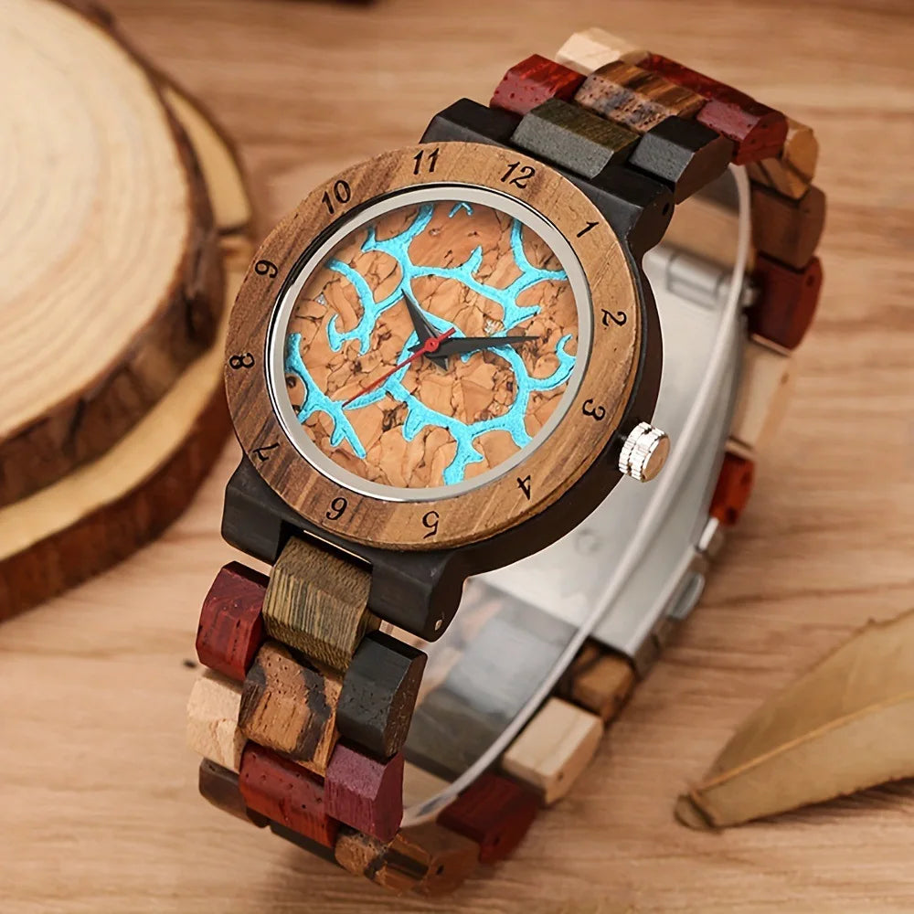 Fenyi Wholesale Hot Sale New Unique Design Fashion Retro Business Casual Wooden Glass Quartz Watch for Girls Ladies Women Luxury