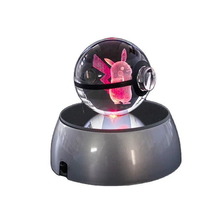 Wholesale New Design Poke Ball K9 Crystal Ball Engraving Custom 3d Photo Crystal Glass Ball With LED Base