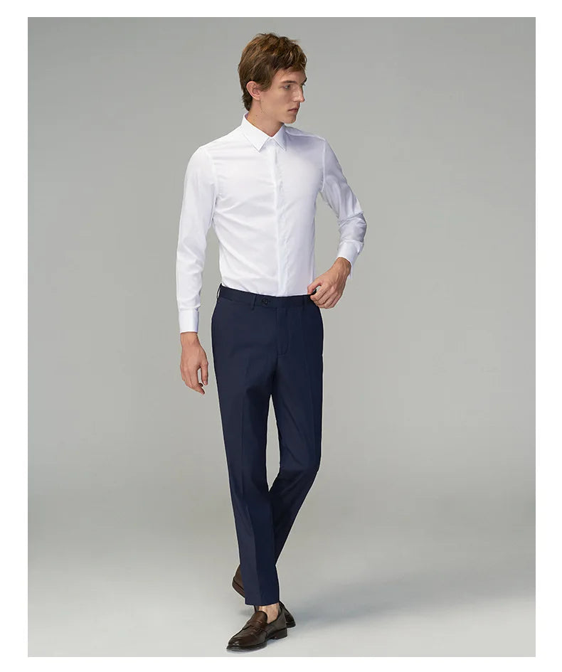 French White Shirt Men's Long-sleeved Best Man and Groom Wedding Dress Slim Cufflinks Cotton Shirt