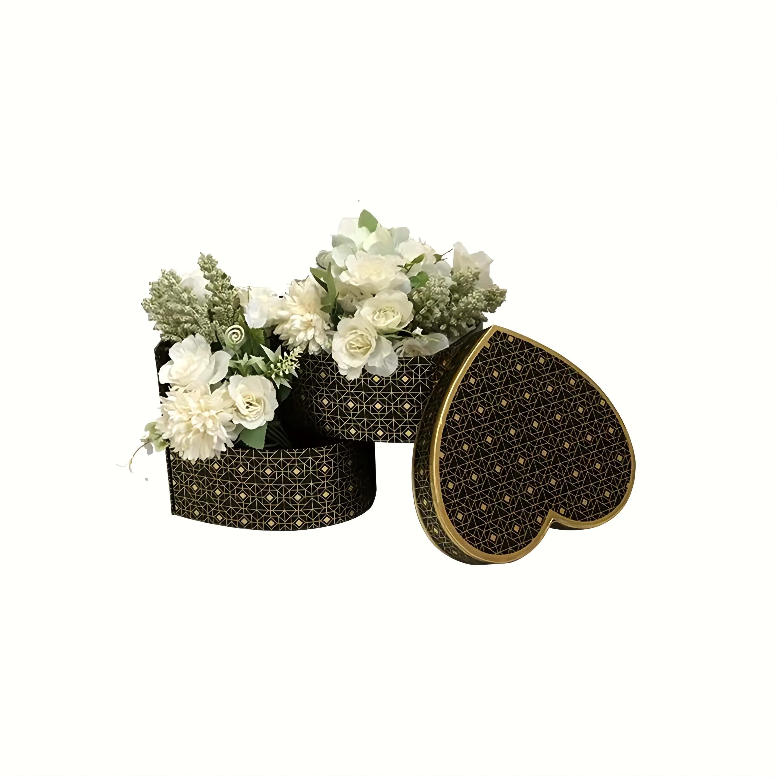Valentine's Day Double-Layer Heart-Shaped Flower Box Rotating Love Theme Handmade Cardboard with Embossing Printing