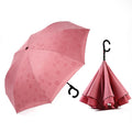 Auto Open Pink Print Magic Rain Umbrella with Water-Effect Flowers Inverted Reverse Colors Changing-Met Umbrellas