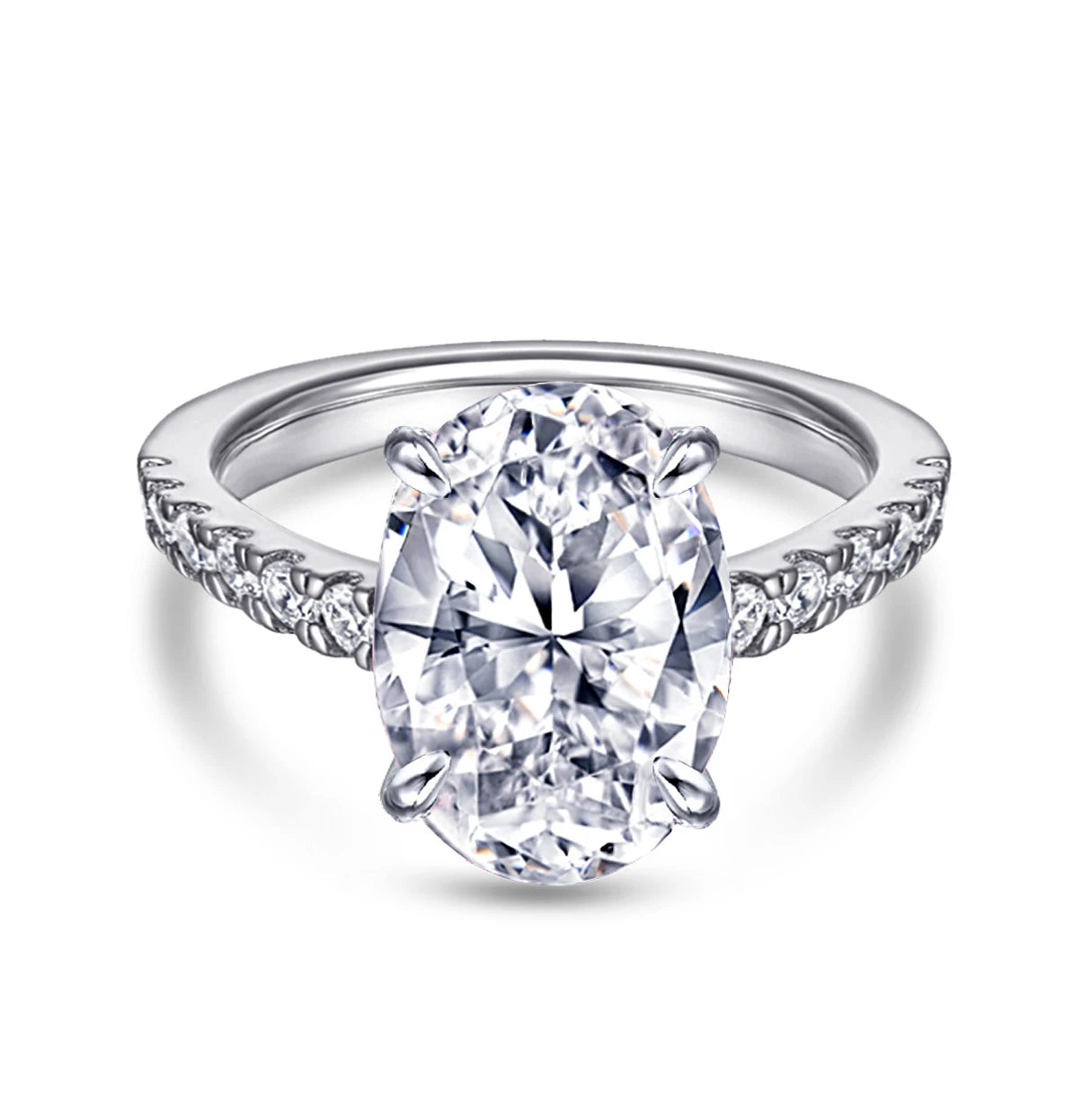 OAHLAN Fashion Fine Jewelry 5.5 Carat 925 Sterling Silver Ring Oval Cut Cubic Zircon Four Claws Women Engagement Ring Wholesale