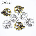 YuenZ Antique Silver Color Life Tree Charms Pendant for Jewelry Making Diy Bracelet Necklace Round Tree 19*16mm Q243