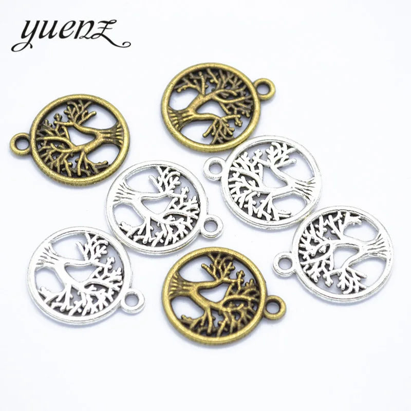 YuenZ Antique Silver Color Life Tree Charms Pendant for Jewelry Making Diy Bracelet Necklace Round Tree 19*16mm Q243