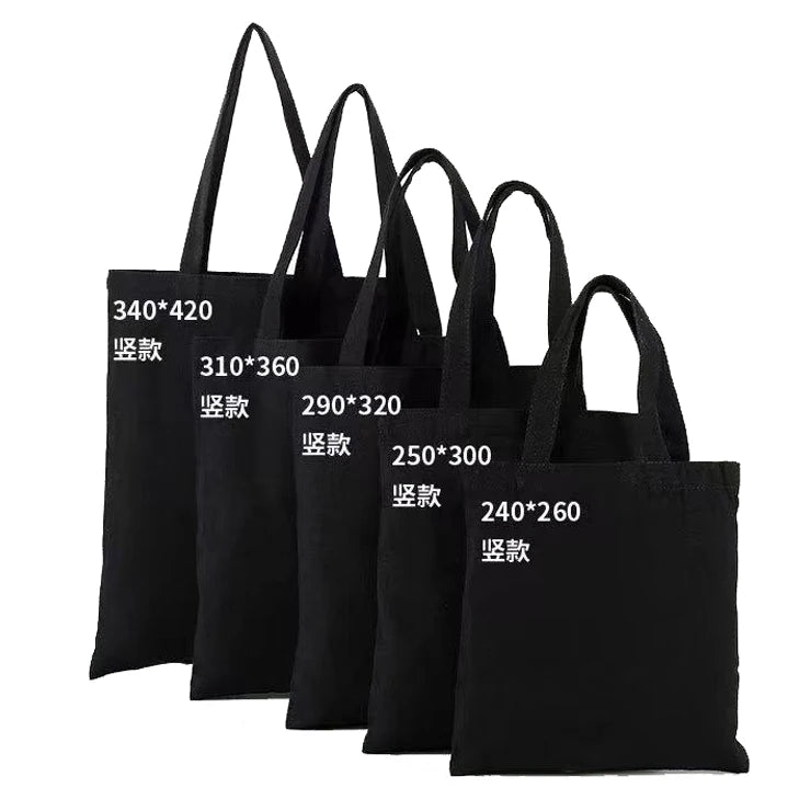 Large 10 Ounce Black Cotton Canvas Tote Bag Eco-Friendly Reusable Shopping Cloth Bags