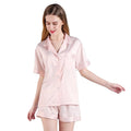 FUNG 3034 Wholesale Summer 2 Piece Satin Thermal Pajama Shorts Set Plus Size Short Sleeve Solid Color Sleepwear