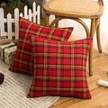 Living Room Sofa Christmas Cushion Cover Red Plaid Polyester and Cotton Pillowcase