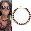 NEW Retro Design Beach Vacation Jewelry Dark Red Natural Stone Handmade Beaded Necklace for Women