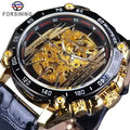 Forsining Top New Luxury Mechanical Steampunk Series Men Clock Casual Transparent Skeleton Dial Automatic Watch