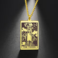 Vintage Custom Tarot Card Printing Necklace Gold Plated Stainless Steel Arcana Amulet Pendant Necklace Lucky Arcana Jewelry