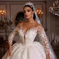 2023 Luxury High-Waisted Ball Gown Wedding Dress Long Sleeve Lace Ruffles Vestidos De Novia Cortos Boda Civil Plus Size 2 1