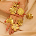 18K Gold-Plated Popular Ladies' Daily Accessorized Open Stainless Steel Ring Fashionable Exaggerated Geometric Micro Pave