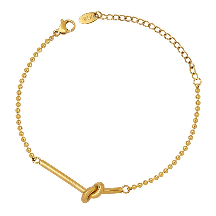 Popular Stainless Steel Luck Bracelet Gold Plated Knot Charm Bracelet Jewelry