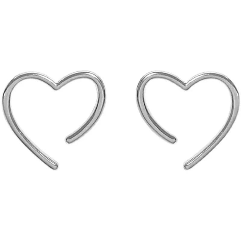 2022 Fashionable 925 Sterling Silver Heart Stud Earrings for Women and Girls Cute Style for Engagement Wedding Party Gift